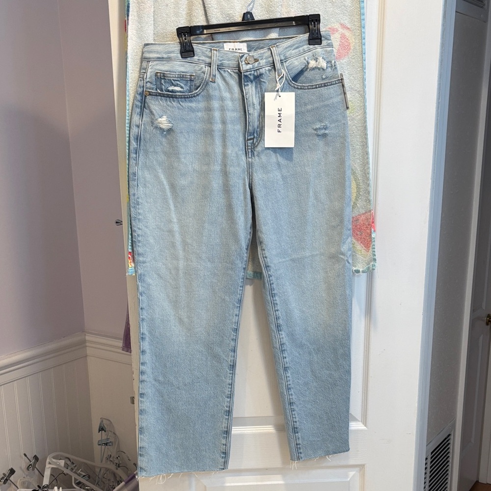 NWT Frame Denim Light Blue Straight Leg Jeans